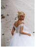 Off Shoulder Beaded White Lace Tulle Sweet Wedding Dress Off Shoulder Beaded White Lace Tulle Sweet Wedding Dress